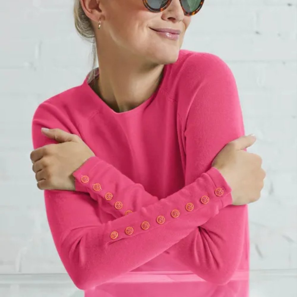 J. McLaughlin Jamey Crew Neck Pullover Sweater in Raspberry, Size Small